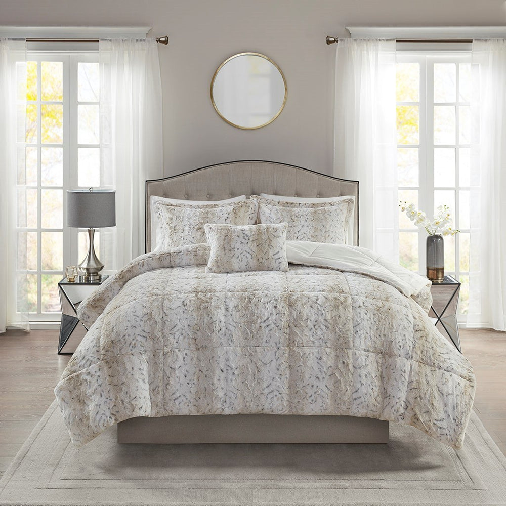 King 4PC Faux Fur Comforter Set Media 6