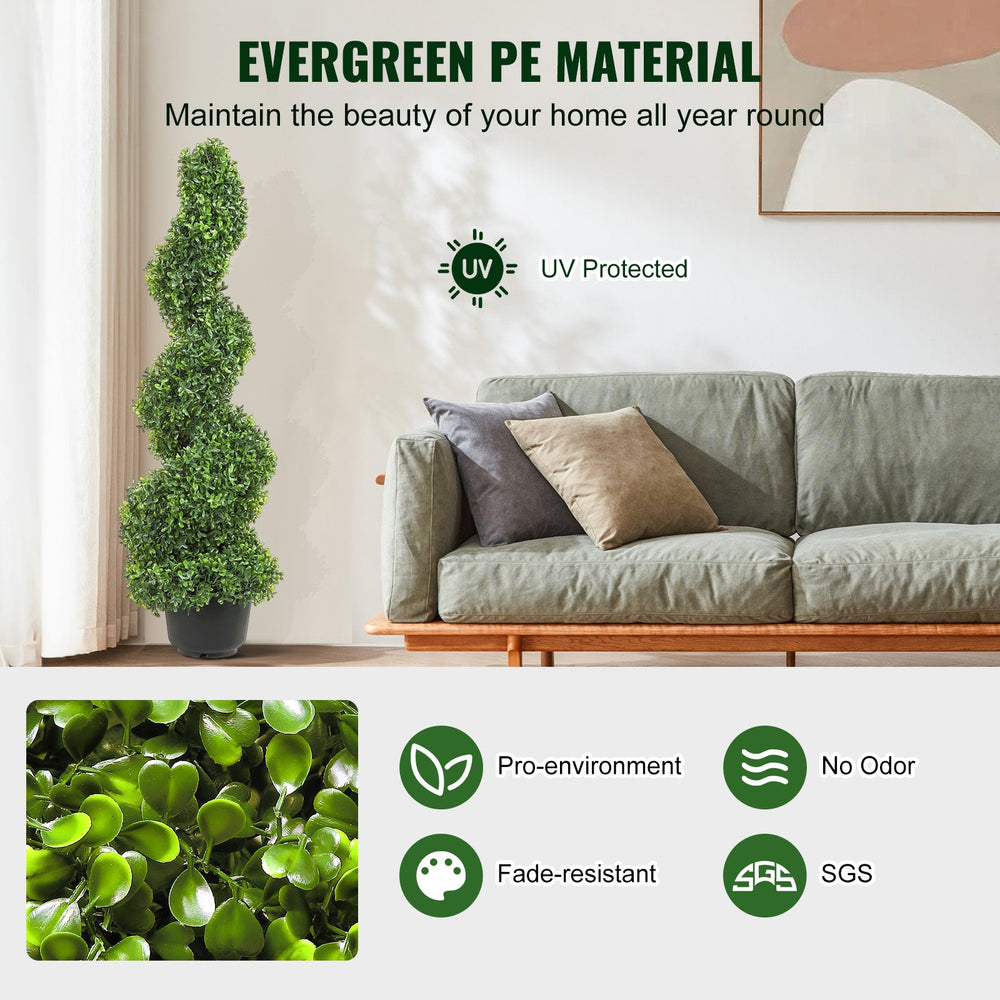 2 pcs. Artificial Boxwood Tower Topiary Spiral Artificial Plant 91cm high Decorative Plant Green Plastic PE Iron Topiary Plants incl. 10 pcs. Replacement Leaves Media 6