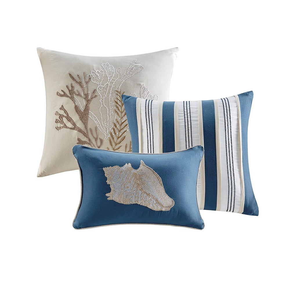 7 Piece Cotton Sateen Comforter Set Blue Queen Media 2
