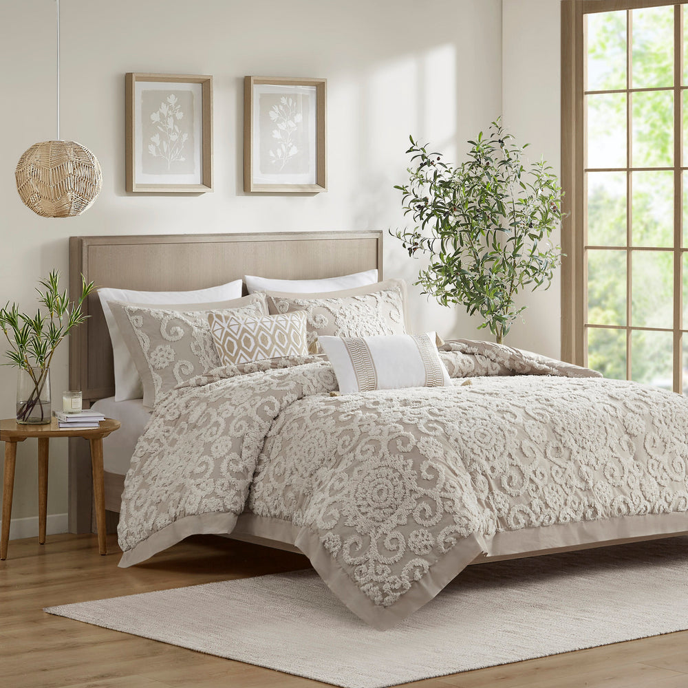 Cotton Comforter Mini Set Taupe King Media 1