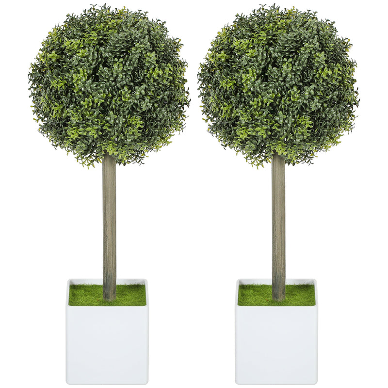 2 pcs Artificial Plants Fake Boxwood Topiary Balls with 114 PE Leaves