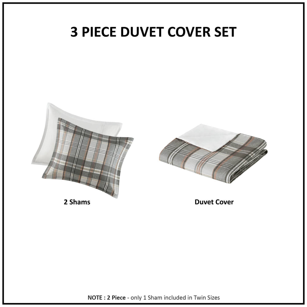 3PCS Full/Queen Plaid Duvet Cover Set Media 11