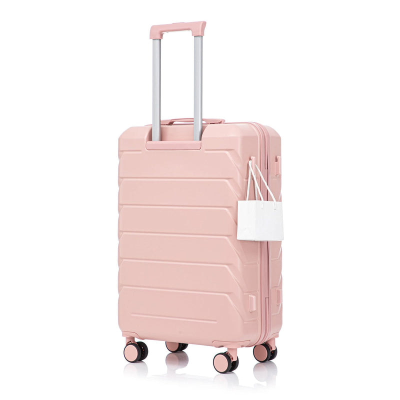 ABS Spinner Luggage 3 Piece Set Pink Matching Color & Combination Lock For Travel Use