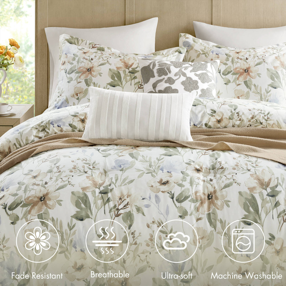 6PCS Queen Cotton Sateen Print Oversized Comforter Set Media 11