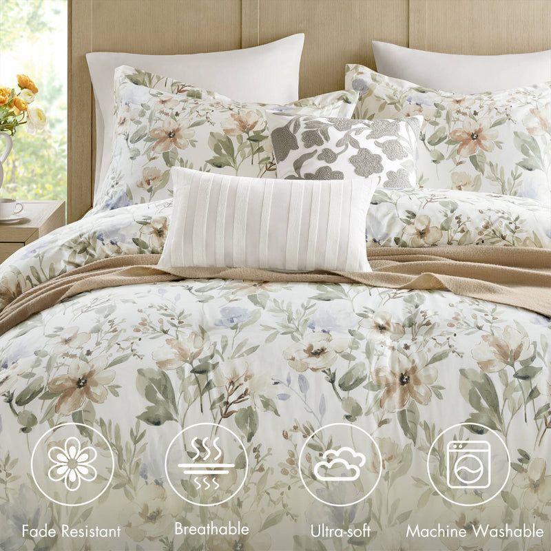 6PCS King Cotton Sateen Print Oversized Comforter Set
