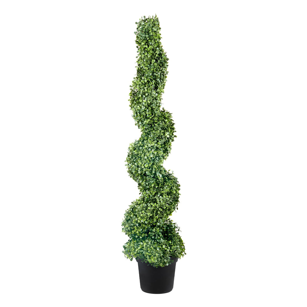 2 pcs. Artificial Boxwood Tower Topiary Spiral Artificial Plant 122cm high Decorative Plant Green Plastic PE Iron Topiary Plants incl. 10 pcs. Replacement Leaves Media 7