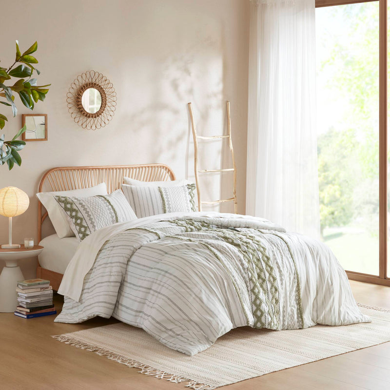 3 PCS Cotton Printed Comforter Set with Chenille