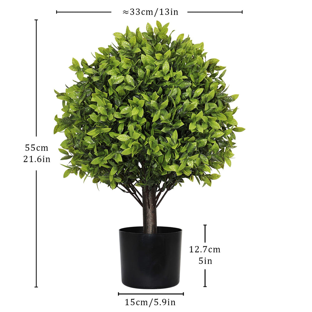 22in Artificial Boxwood Topiary Ball Trees in Pots for Indoor Outdoor Home Garden Decor 2pcs/set Media 2
