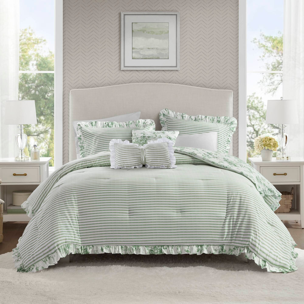 5 Pieces King Comforter Set with Decorative Pillows,Green Media 16