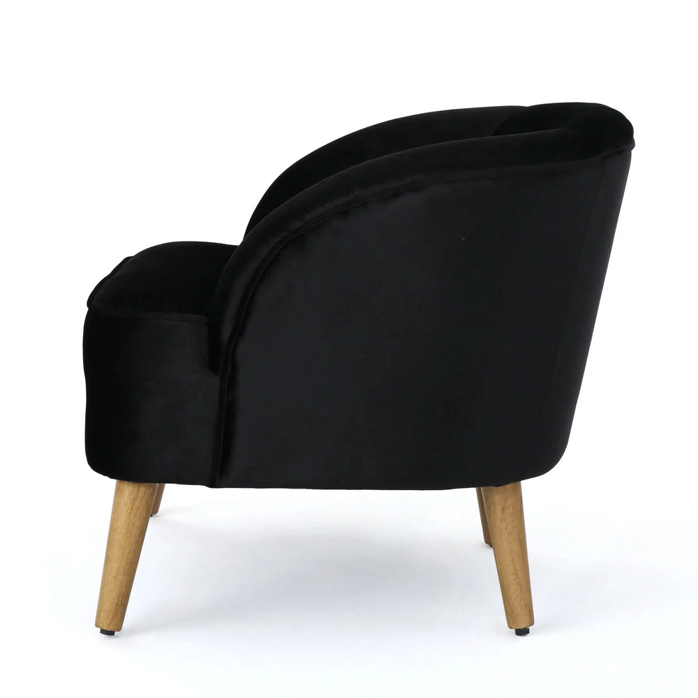Accent Chair Altay Velvet Black Mid-Century Modern Reading Armchair Media 2