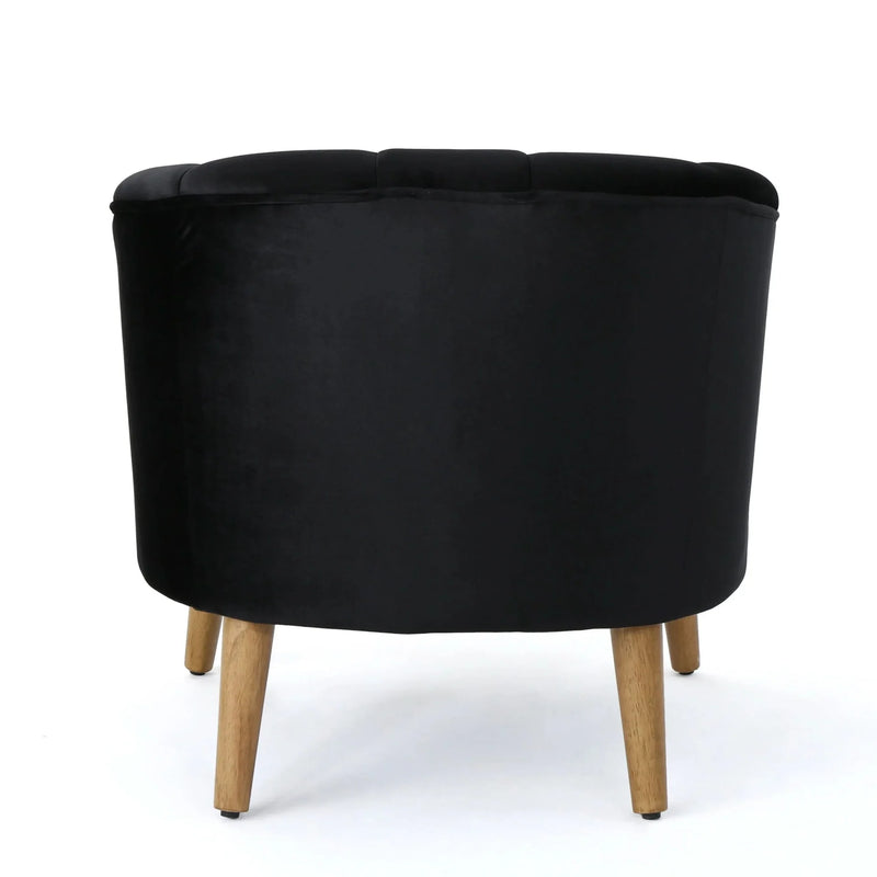 Accent Chair Altay Velvet Black Mid-Century Modern Reading Armchair