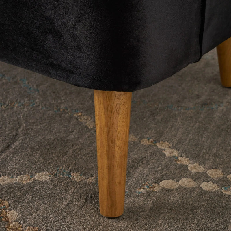 Accent Chair Altay Velvet Black Mid-Century Modern Reading Armchair