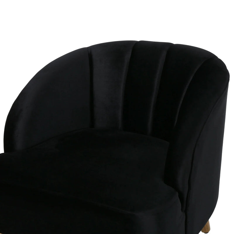Accent Chair Altay Velvet Black Mid-Century Modern Reading Armchair