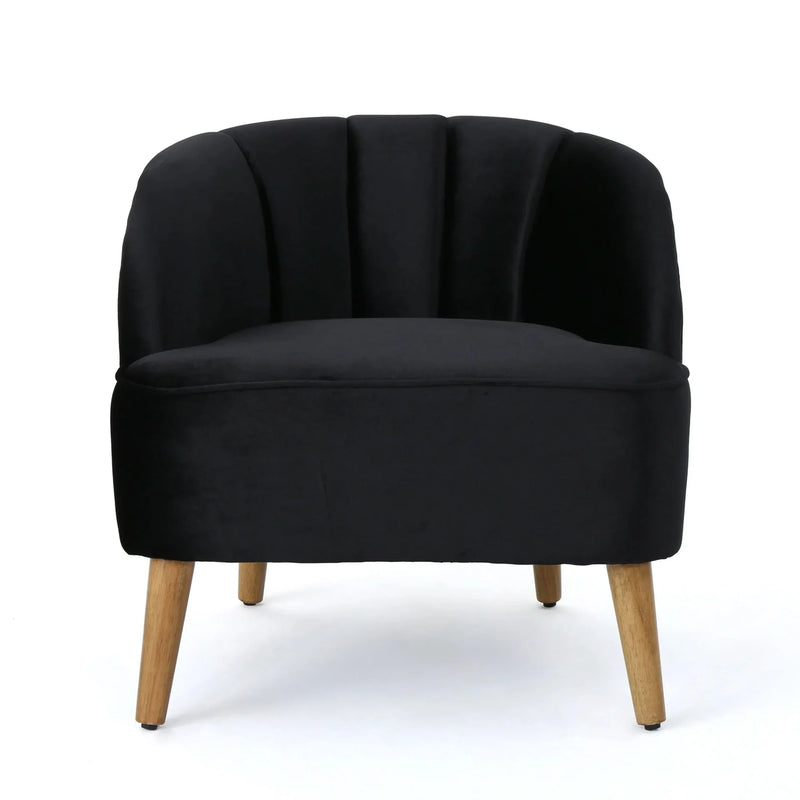 Accent Chair Altay Velvet Black Mid-Century Modern Reading Armchair