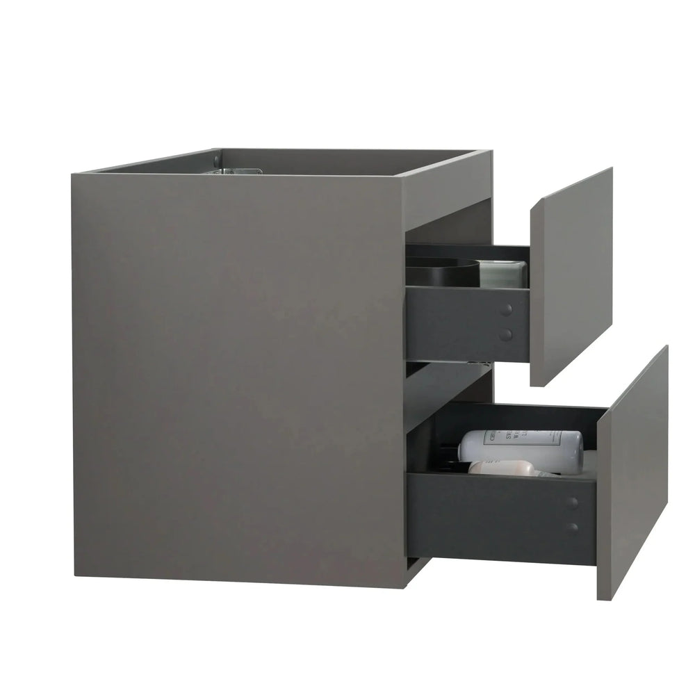 Wall Mount Cabinet Particle Board Gray With Two Drawers Modern Bathroom Media 5