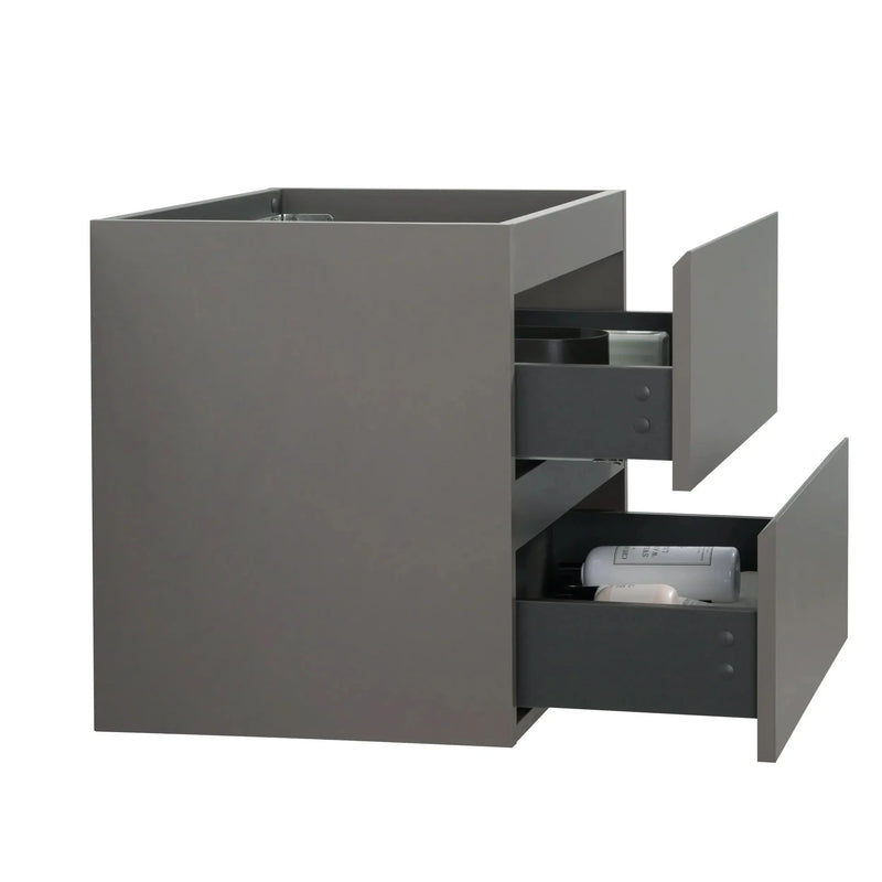 Wall Mount Cabinet Particle Board Gray With Two Drawers Modern Bathroom