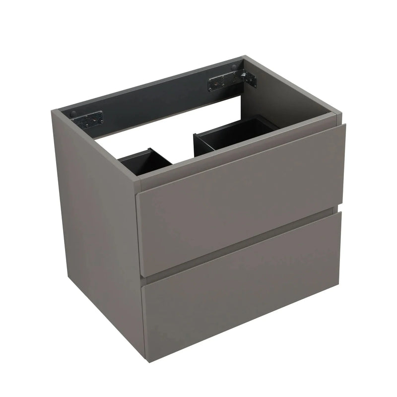 Wall Mount Cabinet Particle Board Gray With Two Drawers Modern Bathroom