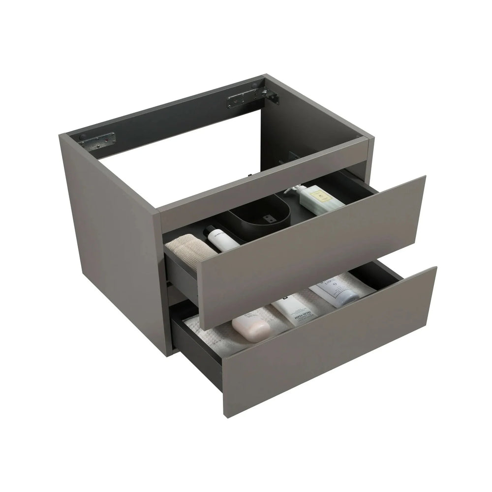 Wall Mount Cabinet Gray With Two Drawers For Bathroom Storage Space Media 4
