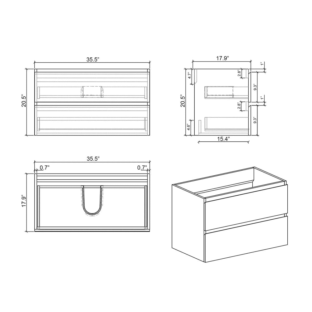 Wall Mount Cabinet Gray With Two Drawers For Bathroom Storage Space Media 6