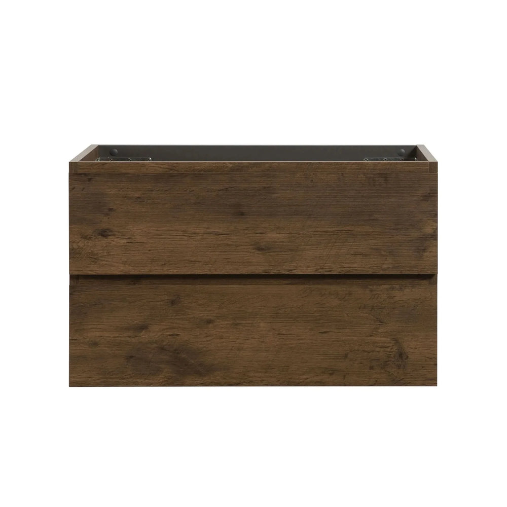 Wall Mount Cabinet Walnut Finish With Two Drawers For Bathroom Storage Media 1