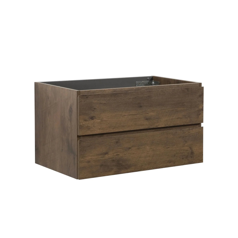 Wall Mount Cabinet Walnut Finish With Two Drawers For Bathroom Storage Media 2