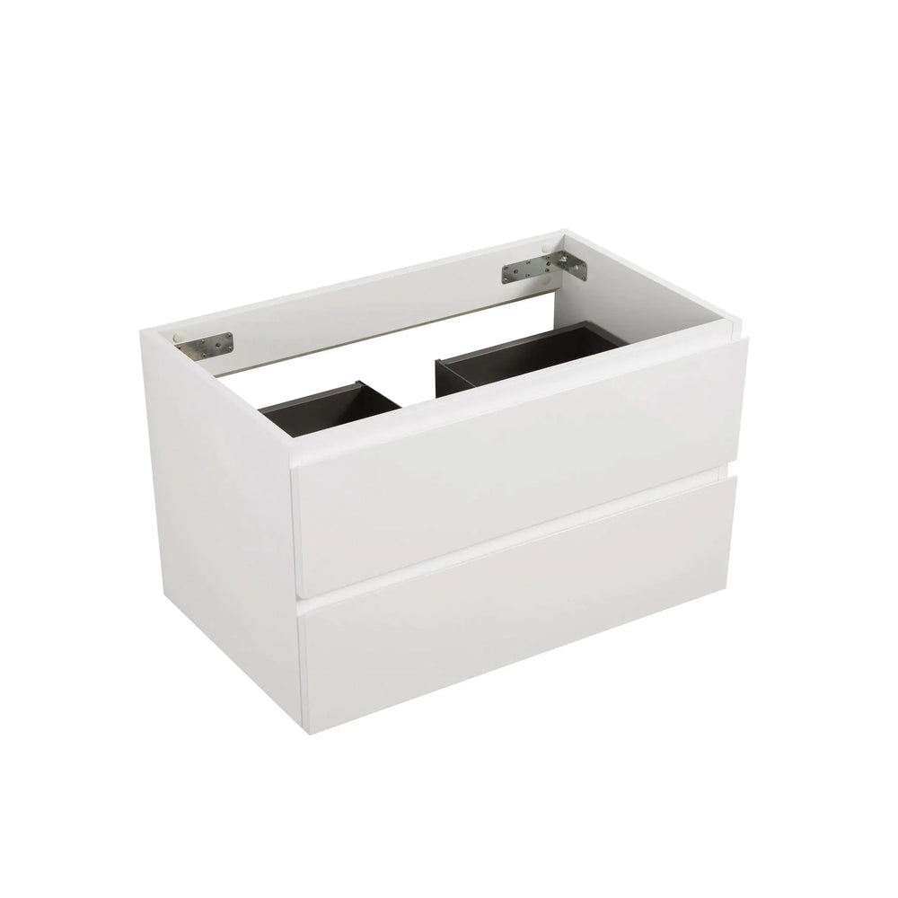 Wall Mount Bathroom Cabinet White Space-Saving Double Drawers Pre-Assembled Media 3