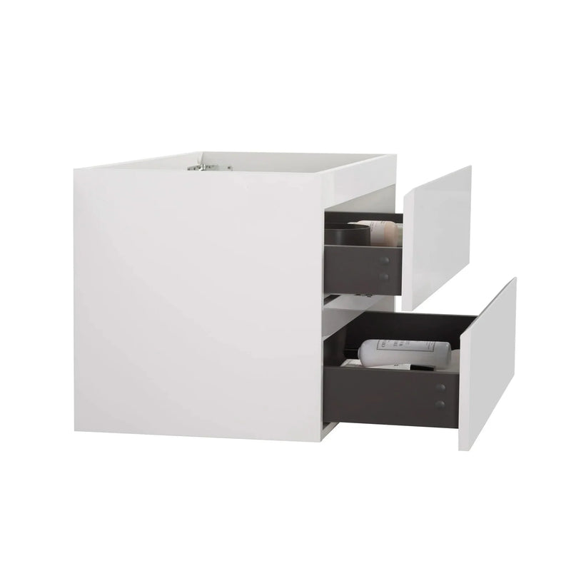 Wall Mount Bathroom Cabinet White Space-Saving Double Drawers Pre-Assembled