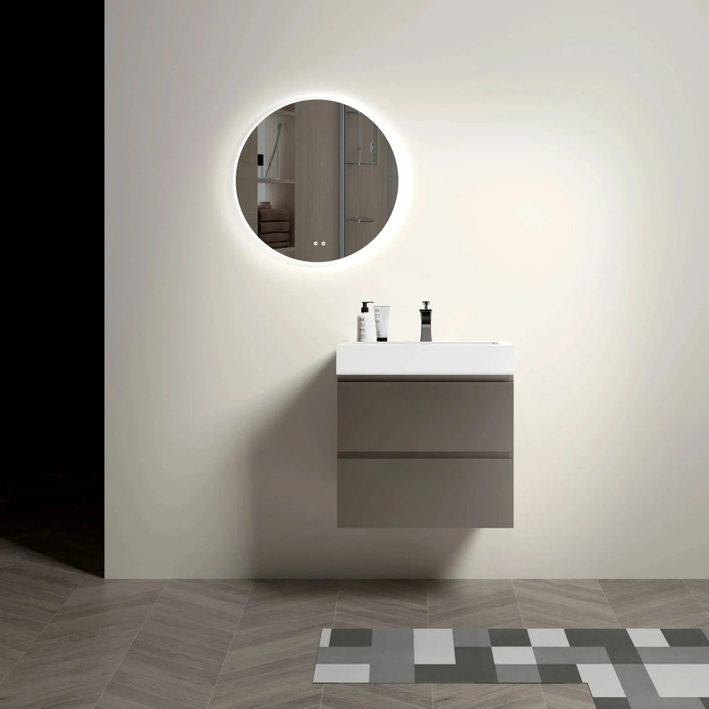Bathroom Vanity Gray Particle Board Wall Mounted Sink Cabinet for Modern Bath Media 6