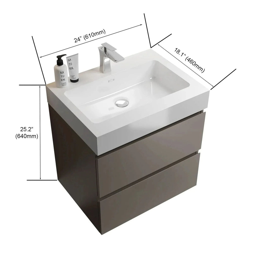 Bathroom Vanity Gray Particle Board Wall Mounted Sink Cabinet for Modern Bath Media 4