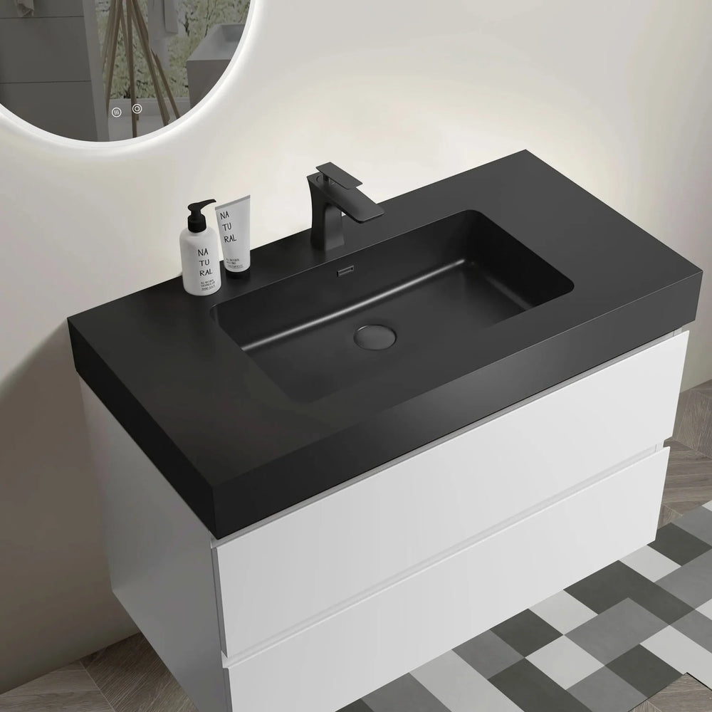 Bathroom Vanity Melamine White Finish Wall Mounted Storage Cabinet Media 3