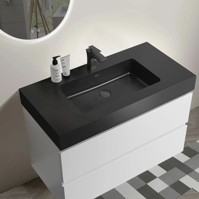 Bathroom Vanity Melamine White Finish Wall Mounted Storage Cabinet