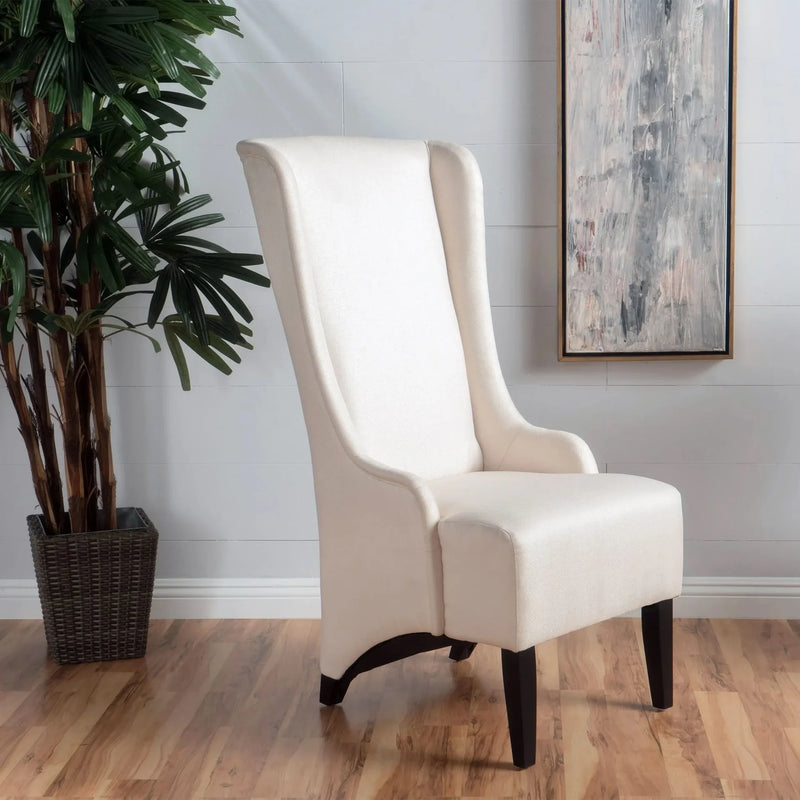 Upholstered Dining Chair Birch Wood Legs Beige Contemporary Comfort