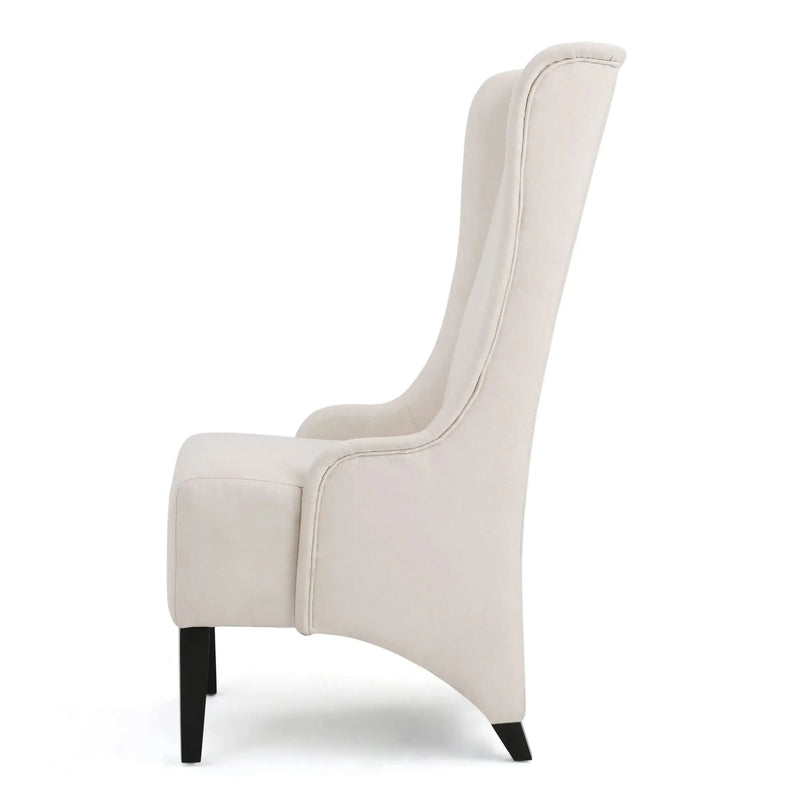 Upholstered Dining Chair Birch Wood Legs Beige Contemporary Comfort