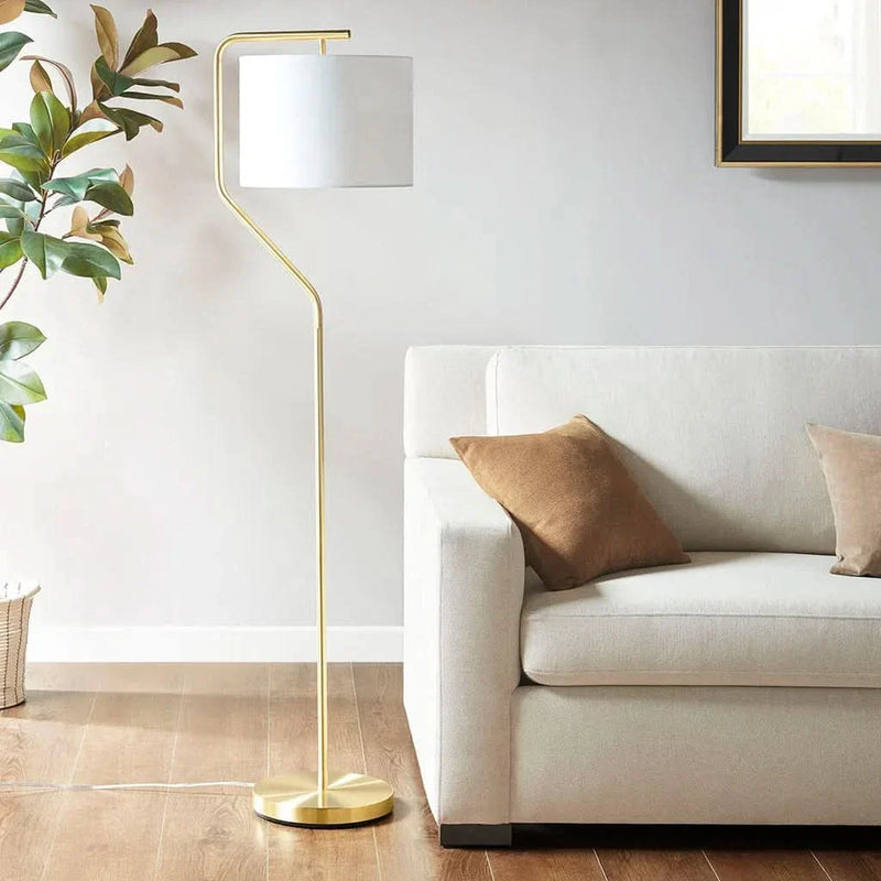 Arched Metal Floor Lamp Gold Finish 60 Inch Tall Modern Living Room Lamp