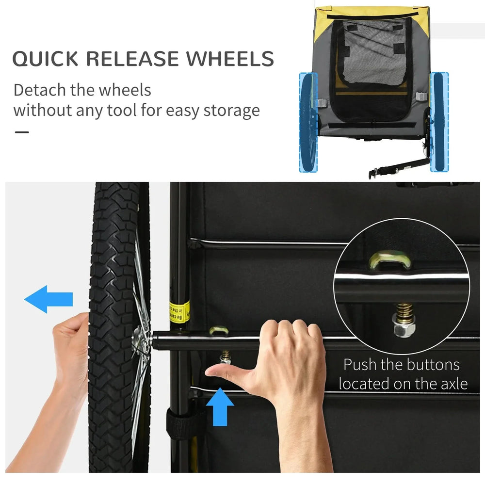 Dog Bike Trailer Steel Frame & Hitch Coupler For Medium Dogs Yellow Media 6