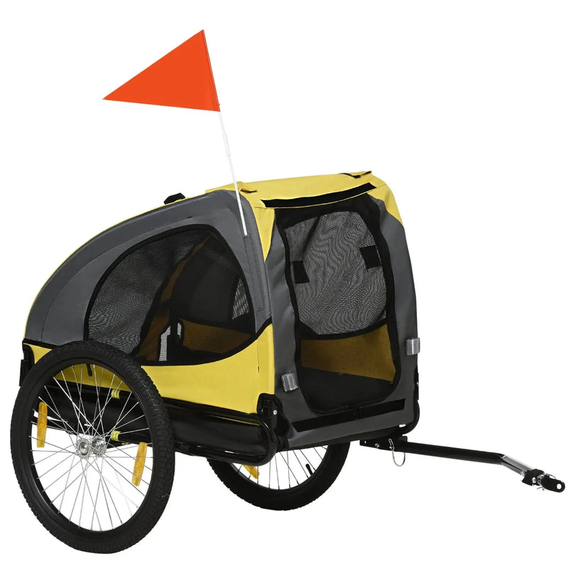Dog Bike Trailer Steel Frame & Hitch Coupler For Medium Dogs Yellow