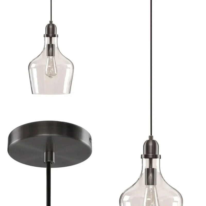 Glass Pendant Bronze Bell Shaped Task Lighting for Kitchen or Dining