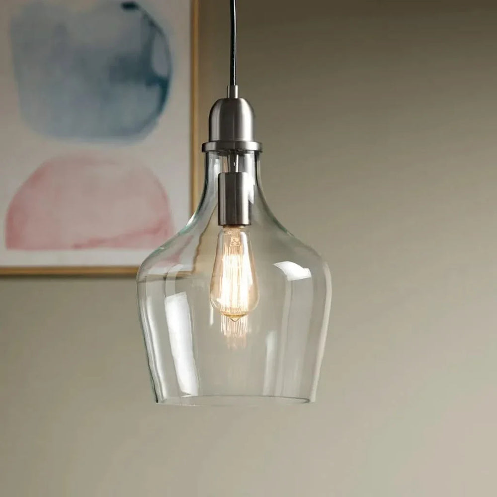 Glass Pendant Bronze Bell Shaped Task Lighting for Kitchen or Dining Media 3