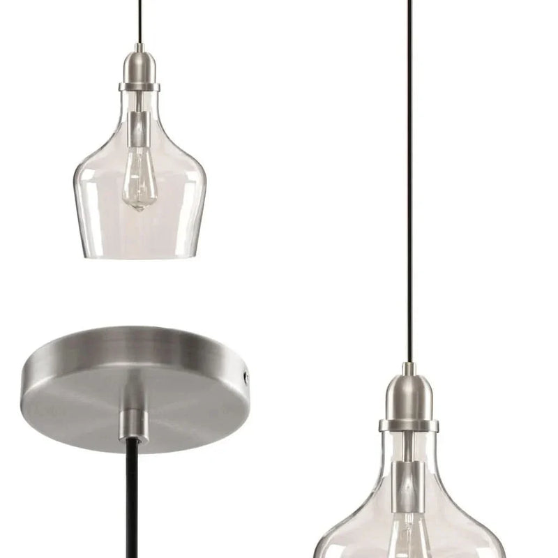 Bell Shaped Glass Pendant Modern Task Lighting For Kitchen Island