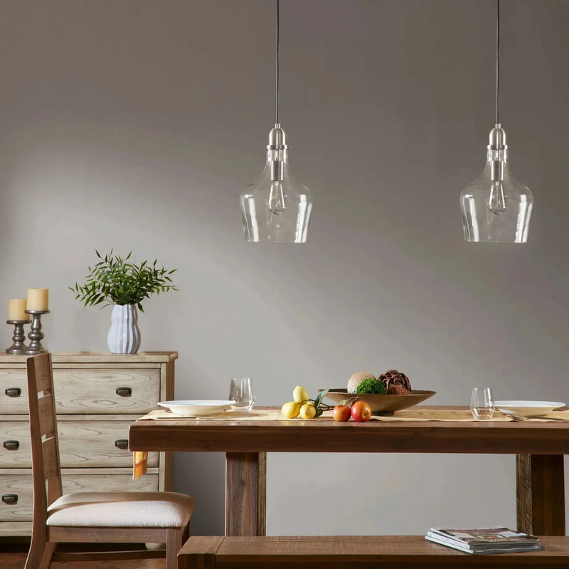 Bell Shaped Glass Pendant Modern Task Lighting For Kitchen Island