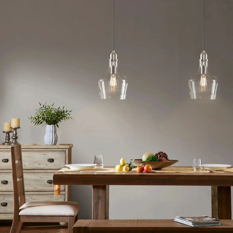 Bell Shaped Glass Pendant Modern Task Lighting For Kitchen Island