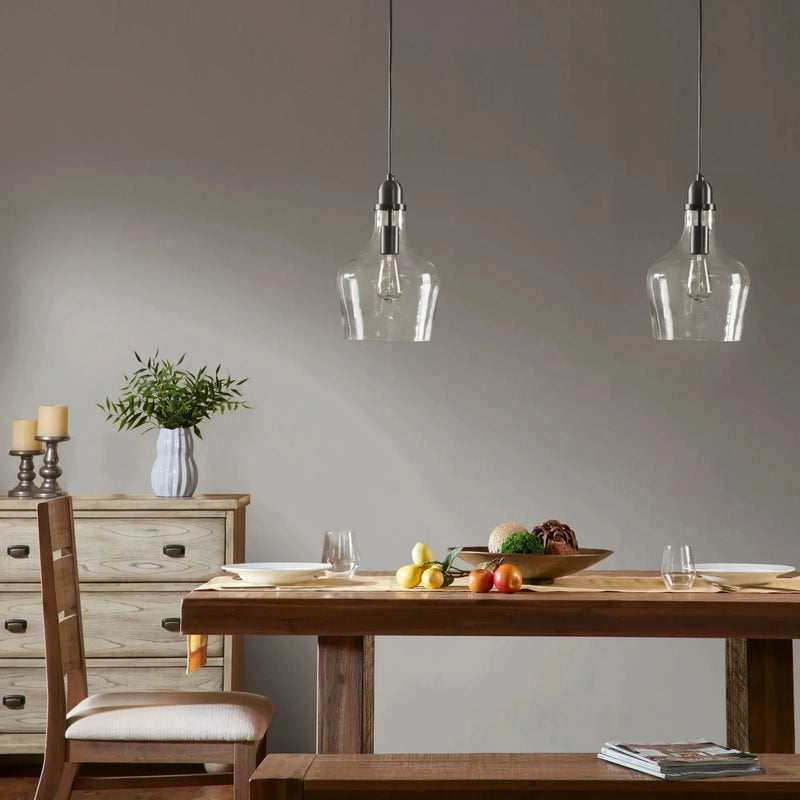 Glass Pendant Bronze Bell Shaped Task Lighting for Kitchen or Dining
