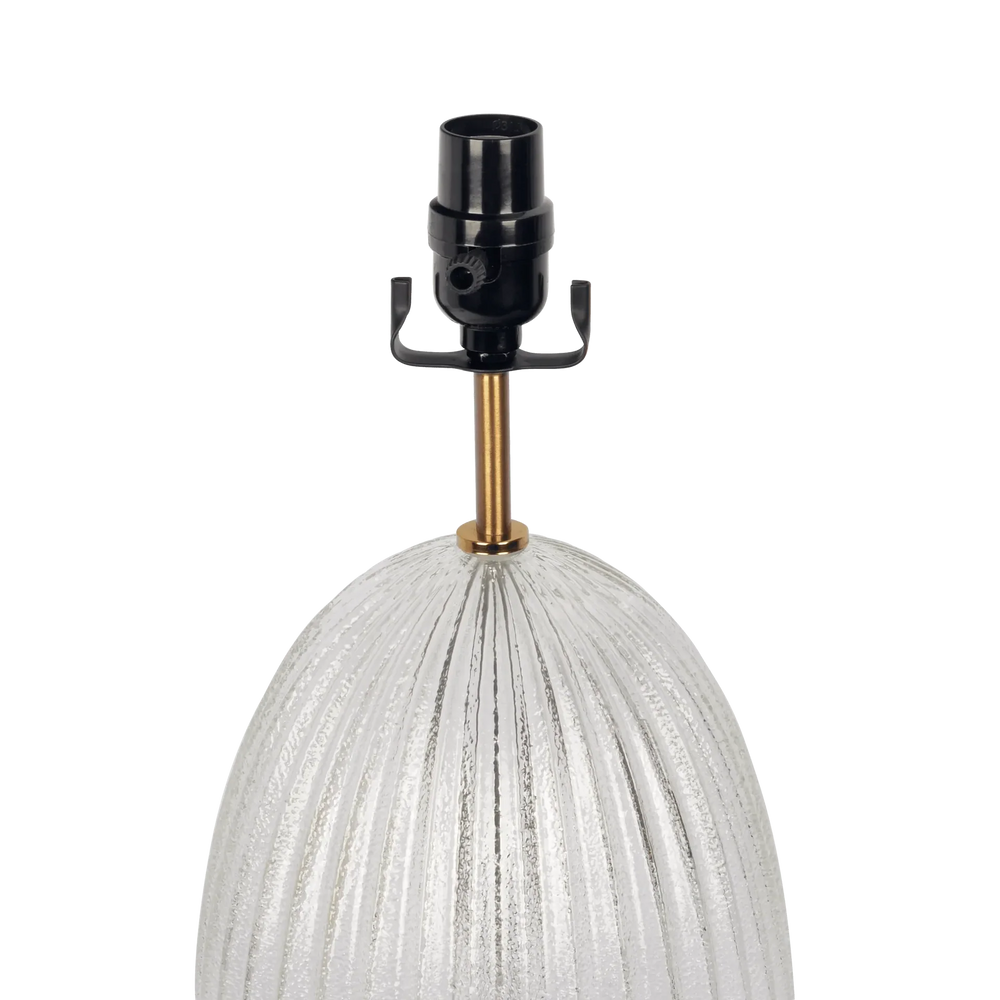Ribbed Glass Table Lamp Glass Base Clear Linen Shade Bedside Lamp Media 5