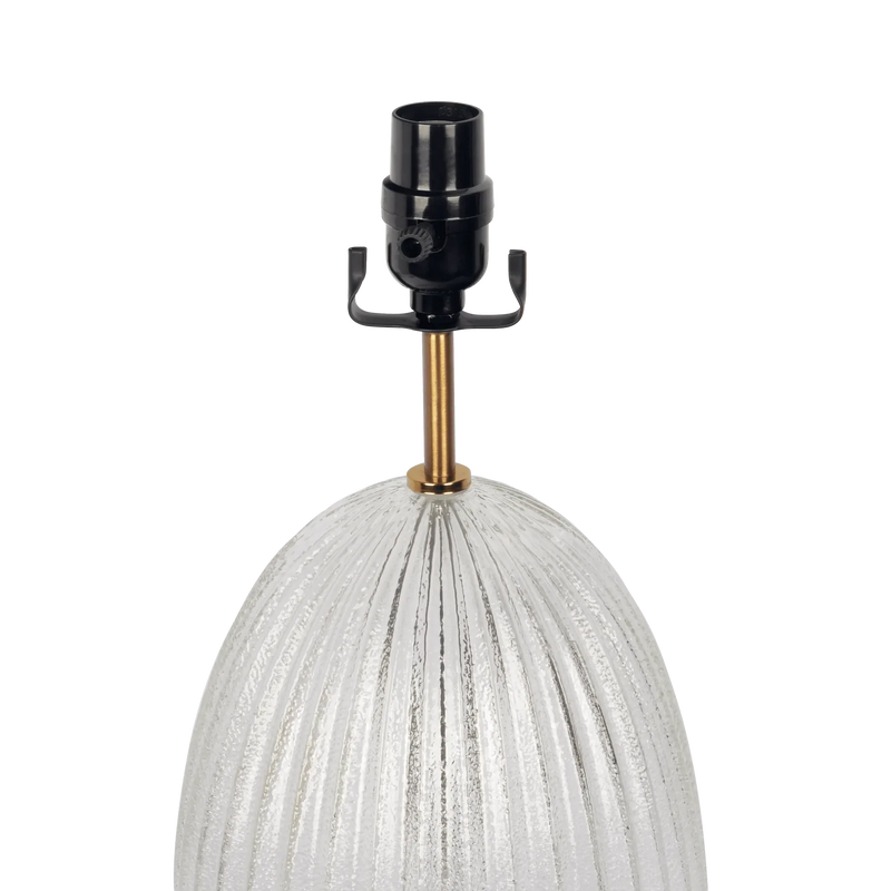 Ribbed Glass Table Lamp Glass Base Clear Linen Shade Bedside Lamp