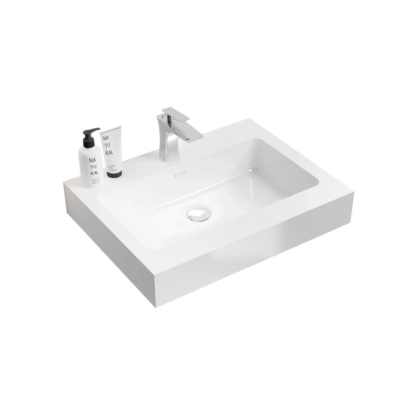 Solid Surface Basin 24 Inch Long Integrated White Modern Bathroom Sink
