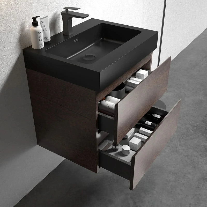 Quartz Basin Integrated Sink Matte Black No Drain & Faucet Modern