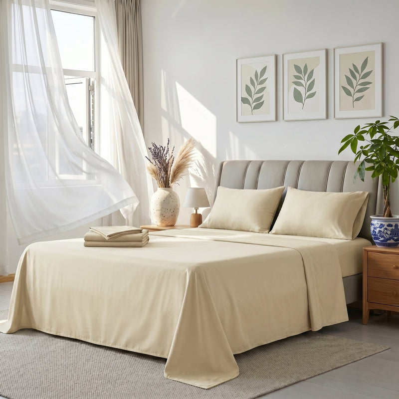 TENCEL Lyocell Sheet Set 4-Piece Moisture-Wicking All-Season Sleep