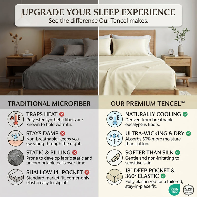 TENCEL Lyocell Sheet Set 4-Piece Moisture-Wicking All-Season Sleep