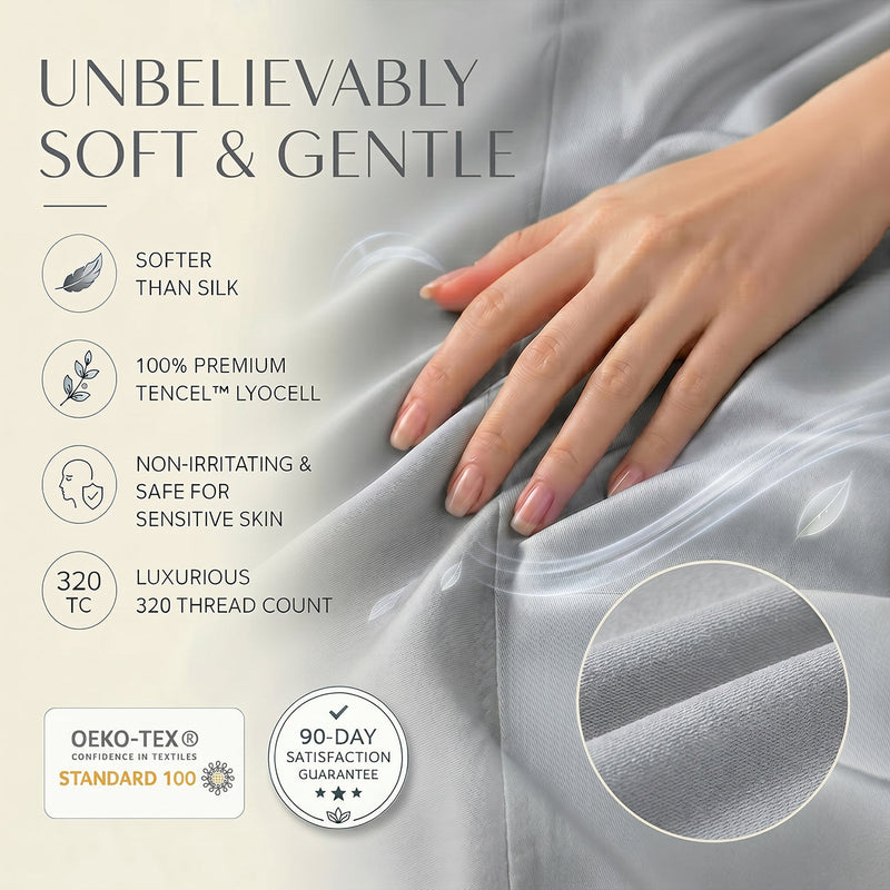 TENCEL Lyocell Sheet Set 4-Piece Moisture-Wicking All-Season Sleep