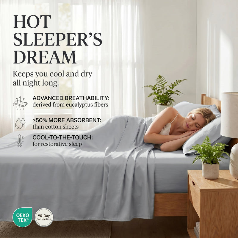 TENCEL Lyocell Sheet Set 4-Piece Moisture-Wicking All-Season Sleep